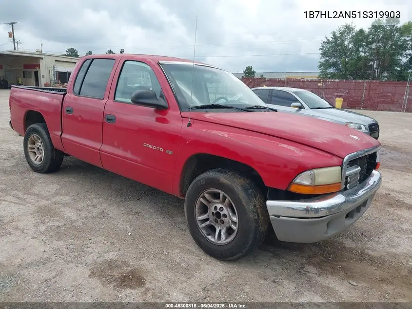 2001 Dodge Dakota Slt/Sport VIN: 1B7HL2AN51S319903 Lot: 45300816