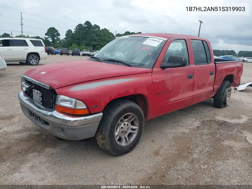 2001 Dodge Dakota Slt/Sport VIN: 1B7HL2AN51S319903 Lot: 45300816