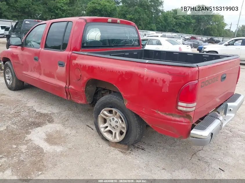 2001 Dodge Dakota Slt/Sport VIN: 1B7HL2AN51S319903 Lot: 45300816