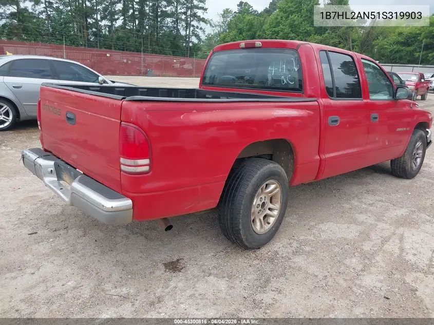 2001 Dodge Dakota Slt/Sport VIN: 1B7HL2AN51S319903 Lot: 45300816