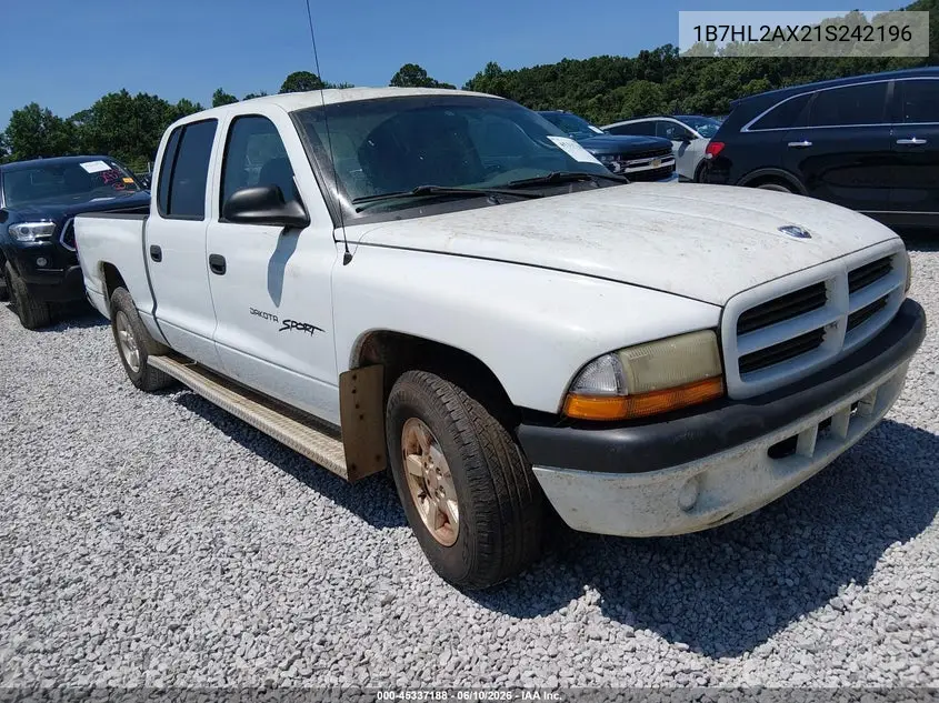 2001 Dodge Dakota Slt/Sport VIN: 1B7HL2AX21S242196 Lot: 45337188