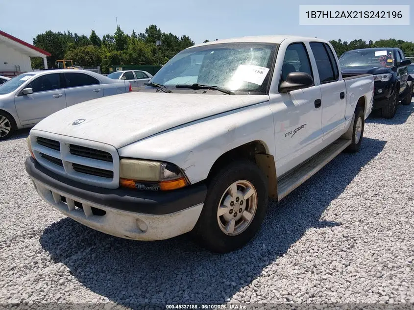 2001 Dodge Dakota Slt/Sport VIN: 1B7HL2AX21S242196 Lot: 45337188