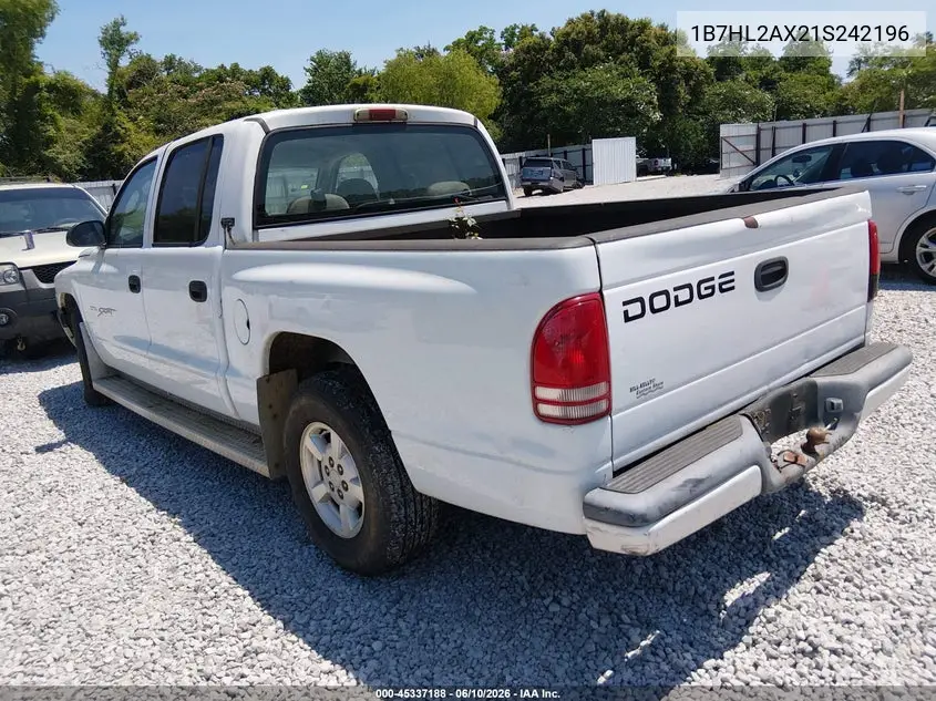 2001 Dodge Dakota Slt/Sport VIN: 1B7HL2AX21S242196 Lot: 45337188