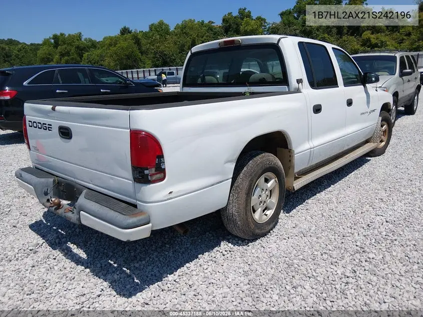 2001 Dodge Dakota Slt/Sport VIN: 1B7HL2AX21S242196 Lot: 45337188