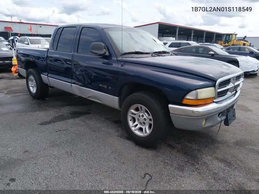 2001 Dodge Dakota Slt/Sport VIN: 1B7GL2AN01S118549 Lot: 45385588