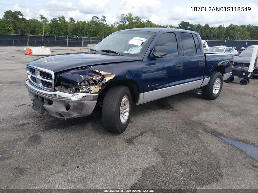2001 Dodge Dakota Slt/Sport VIN: 1B7GL2AN01S118549 Lot: 45385588