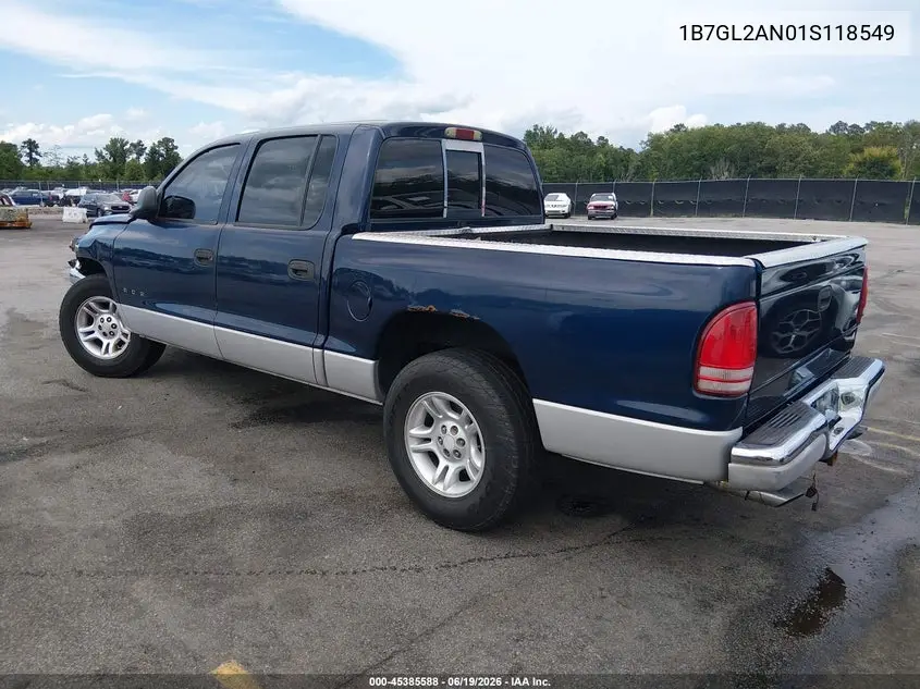 2001 Dodge Dakota Slt/Sport VIN: 1B7GL2AN01S118549 Lot: 45385588