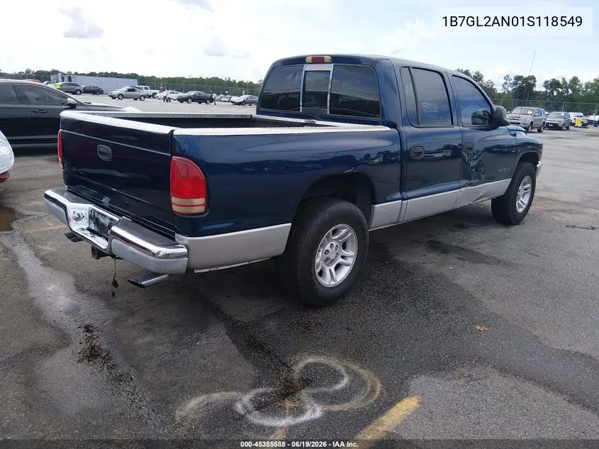 2001 Dodge Dakota Slt/Sport VIN: 1B7GL2AN01S118549 Lot: 45385588
