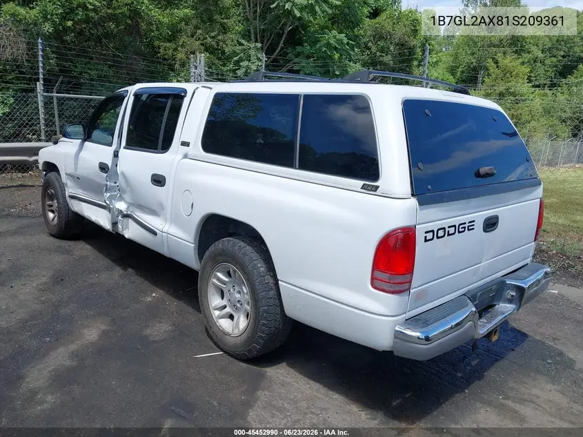 2001 Dodge Dakota Slt/Sport VIN: 1B7GL2AX81S209361 Lot: 45452990