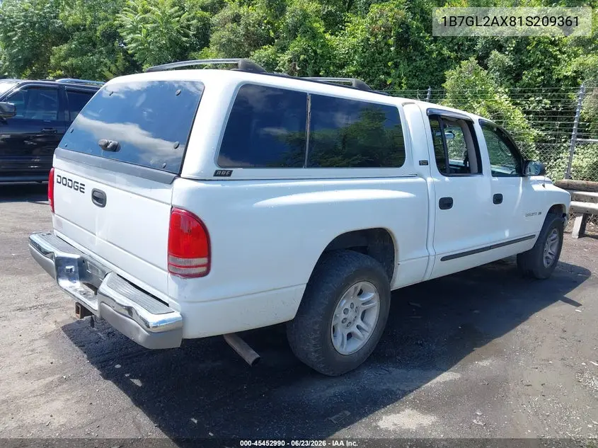 2001 Dodge Dakota Slt/Sport VIN: 1B7GL2AX81S209361 Lot: 45452990