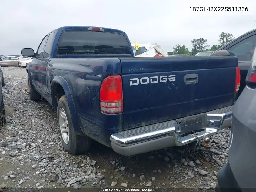 2002 Dodge Dakota Slt VIN: 1B7GL42X22S511336 Lot: 45117967