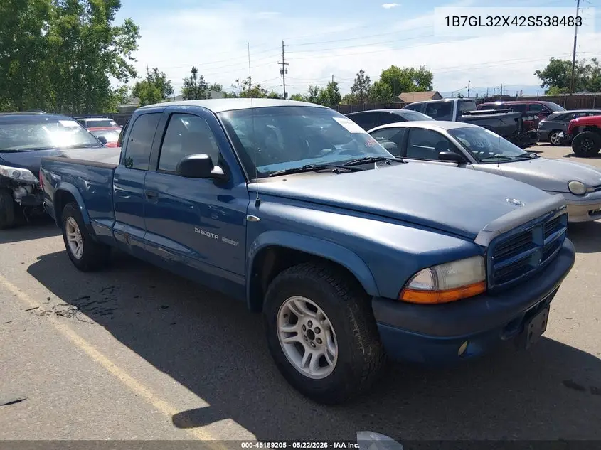 2002 Dodge Dakota Sport VIN: 1B7GL32X42S538483 Lot: 45189205
