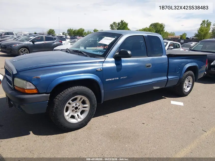 2002 Dodge Dakota Sport VIN: 1B7GL32X42S538483 Lot: 45189205