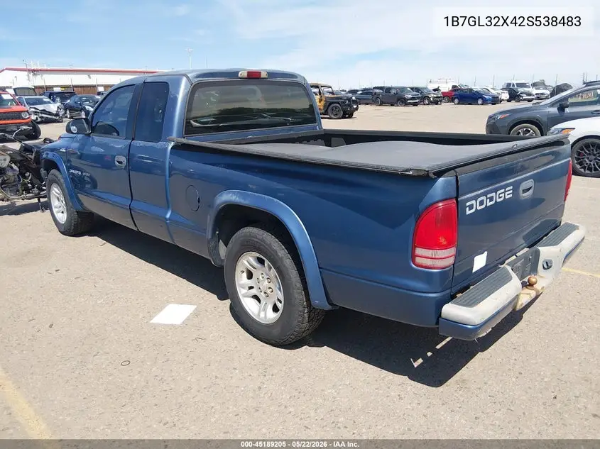 2002 Dodge Dakota Sport VIN: 1B7GL32X42S538483 Lot: 45189205