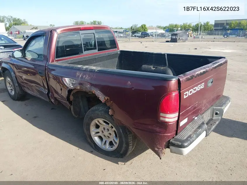 2002 Dodge Dakota VIN: 1B7FL16X42S622023 Lot: 45326165