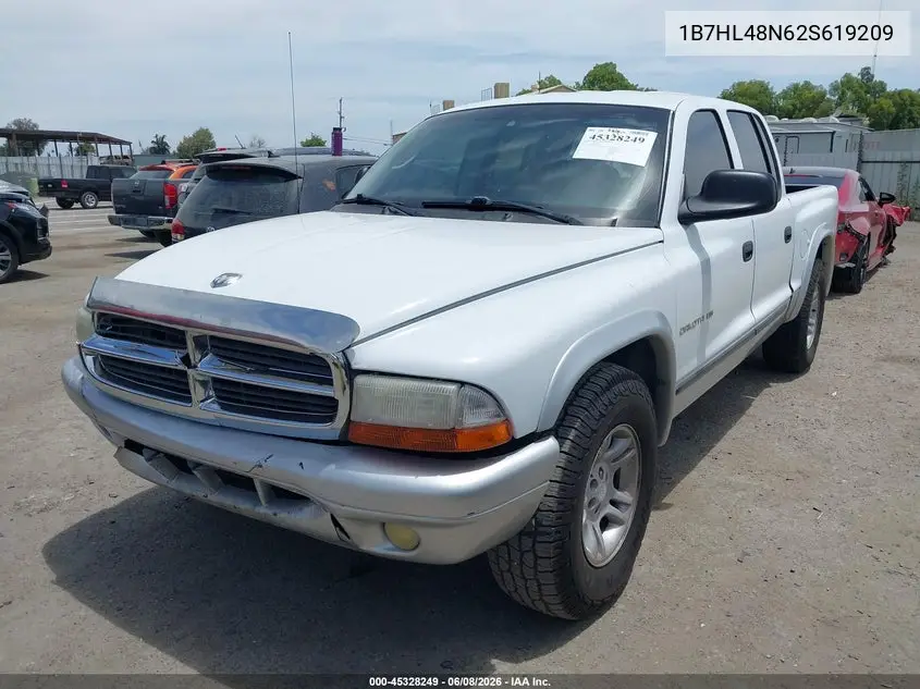 2002 Dodge Dakota Slt VIN: 1B7HL48N62S619209 Lot: 45328249