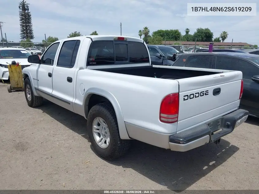 2002 Dodge Dakota Slt VIN: 1B7HL48N62S619209 Lot: 45328249