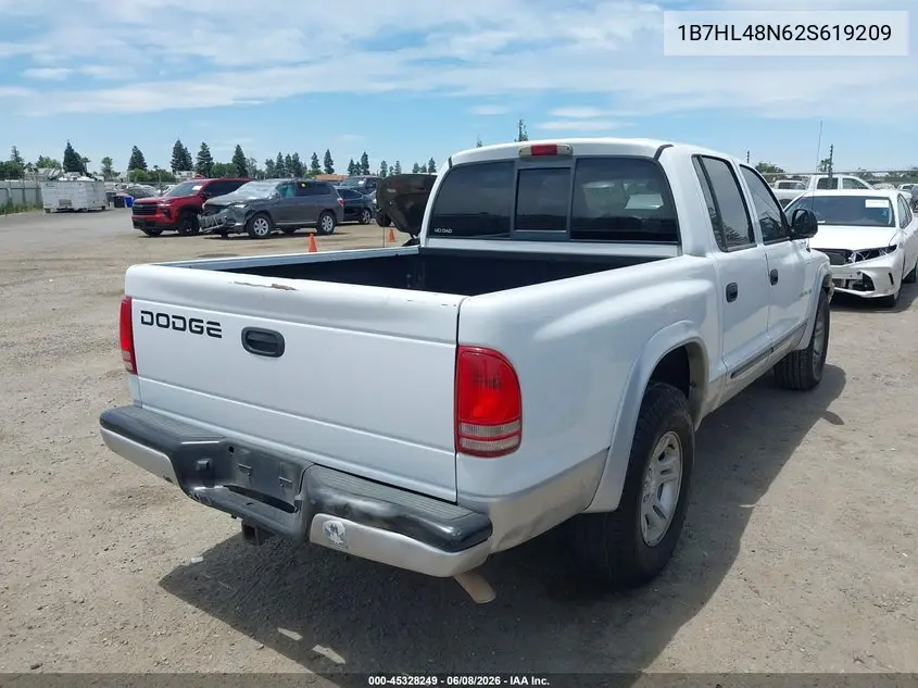 2002 Dodge Dakota Slt VIN: 1B7HL48N62S619209 Lot: 45328249