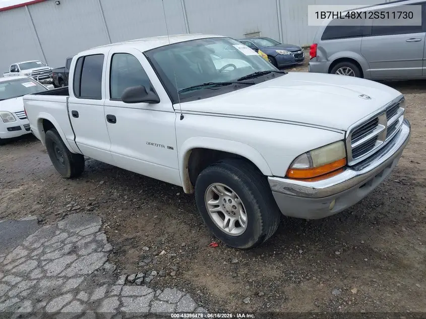 2002 Dodge Dakota Slt VIN: 1B7HL48X12S511730 Lot: 45396478