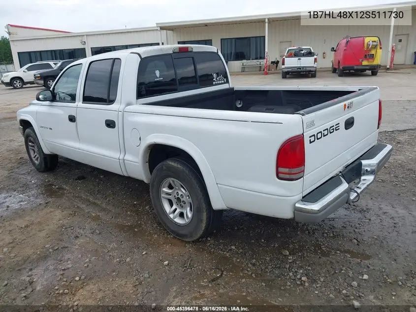 2002 Dodge Dakota Slt VIN: 1B7HL48X12S511730 Lot: 45396478