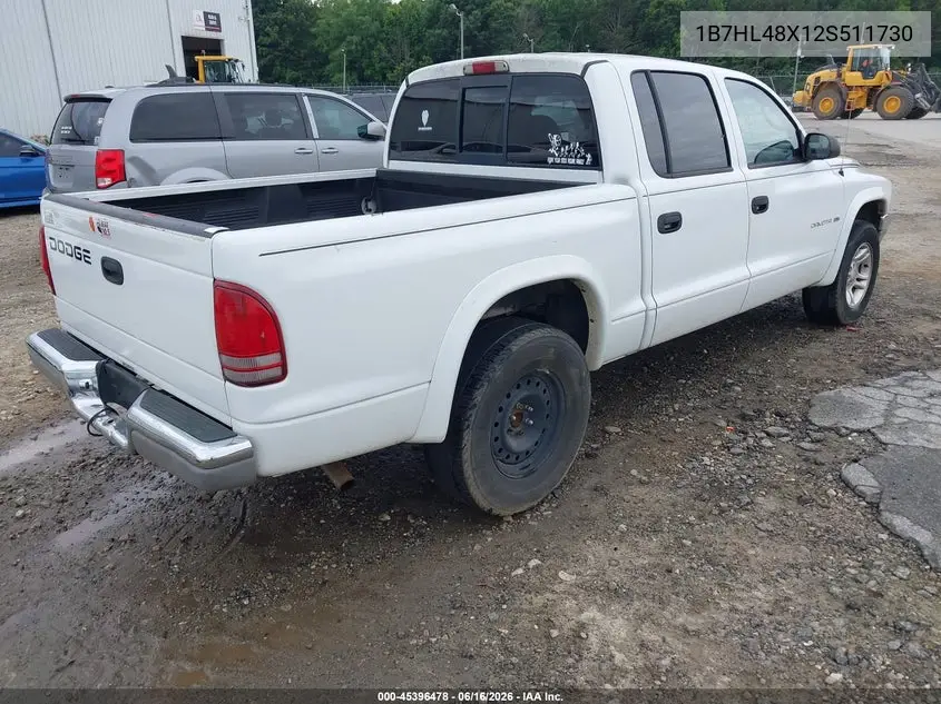 2002 Dodge Dakota Slt VIN: 1B7HL48X12S511730 Lot: 45396478