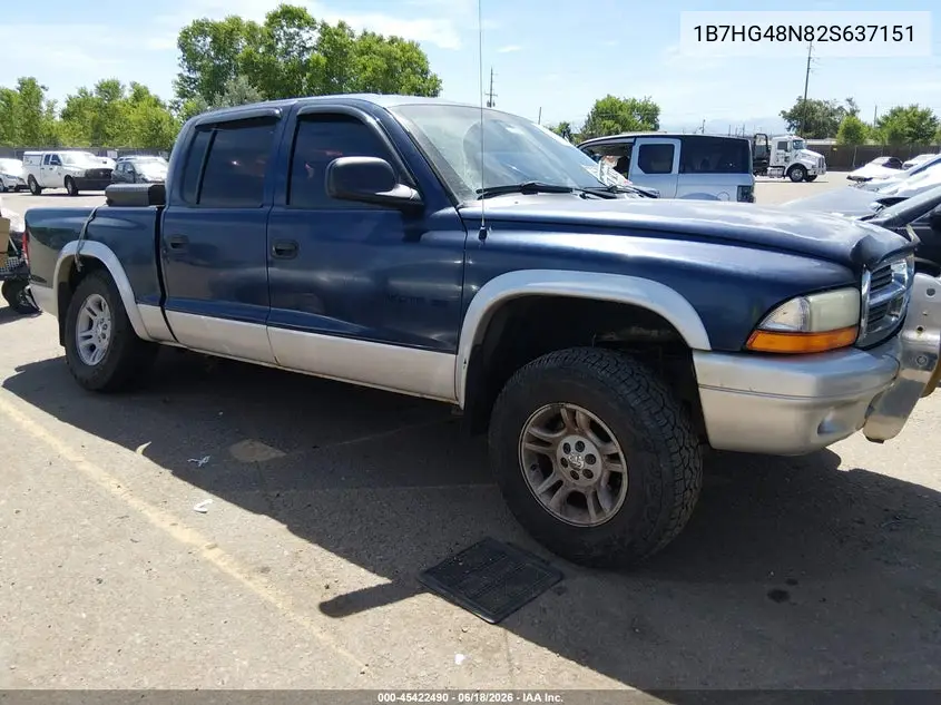2002 Dodge Dakota Slt VIN: 1B7HG48N82S637151 Lot: 45422490