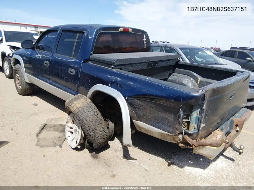 2002 Dodge Dakota Slt VIN: 1B7HG48N82S637151 Lot: 45422490