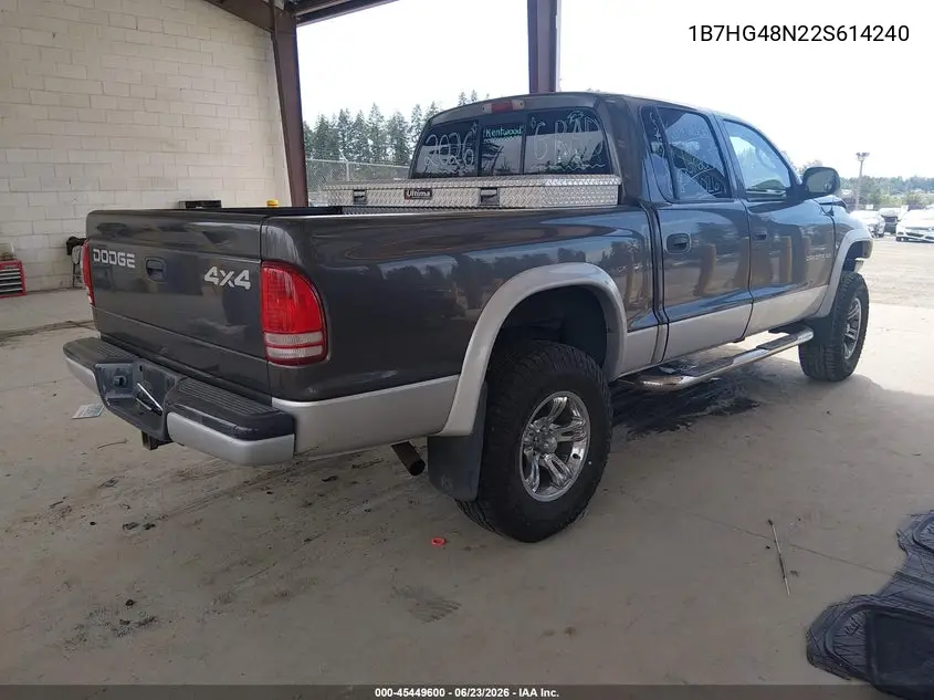2002 Dodge Dakota Slt VIN: 1B7HG48N22S614240 Lot: 45449600