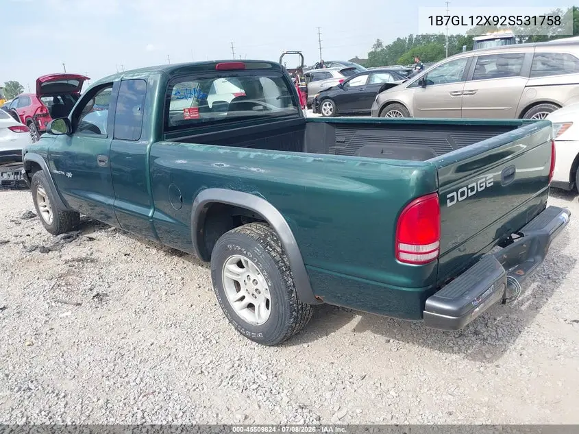 2002 Dodge Dakota VIN: 1B7GL12X92S531758 Lot: 45509824