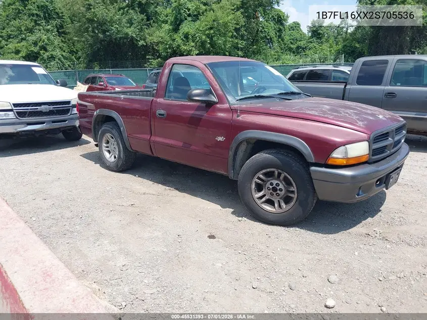 2002 Dodge Dakota VIN: 1B7FL16XX2S705536 Lot: 45531393