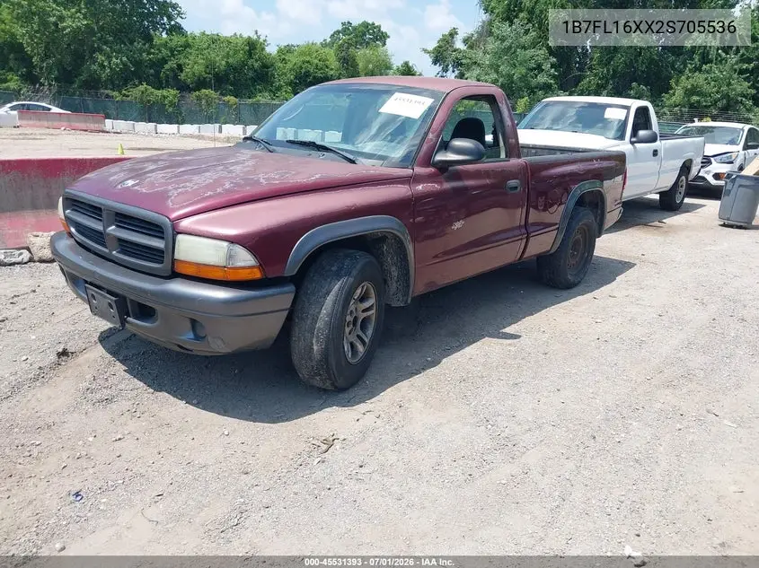 2002 Dodge Dakota VIN: 1B7FL16XX2S705536 Lot: 45531393