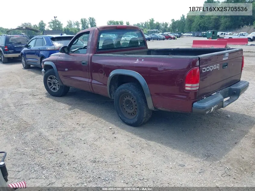 2002 Dodge Dakota VIN: 1B7FL16XX2S705536 Lot: 45531393