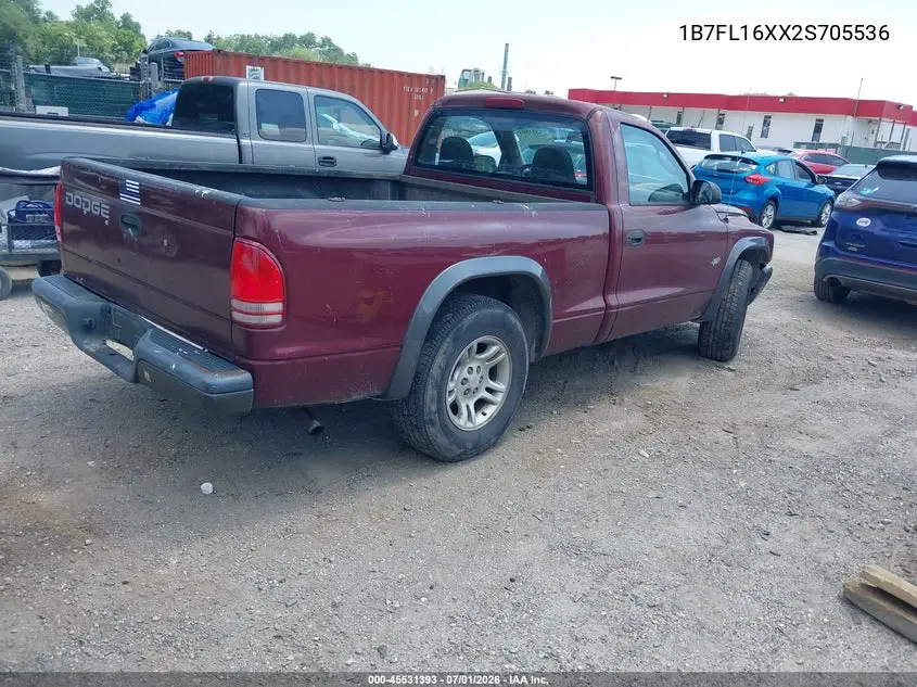 2002 Dodge Dakota VIN: 1B7FL16XX2S705536 Lot: 45531393