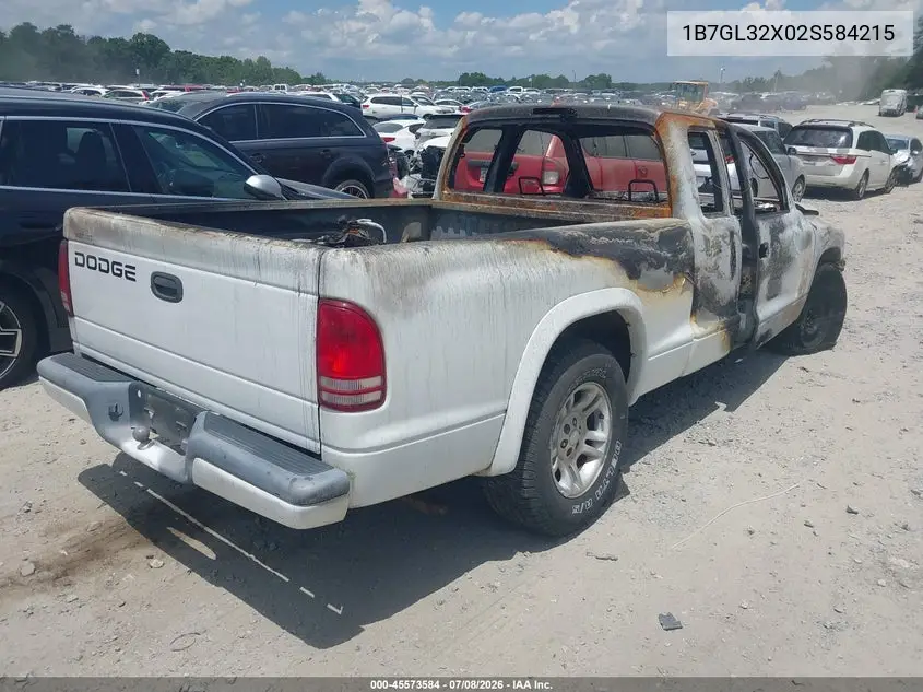 2002 Dodge Dakota Sport VIN: 1B7GL32X02S584215 Lot: 45573584