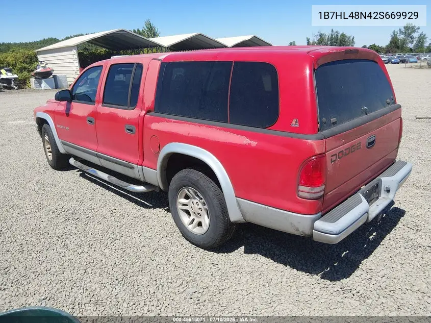 2002 Dodge Dakota Slt VIN: 1B7HL48N42S669929 Lot: 45615071