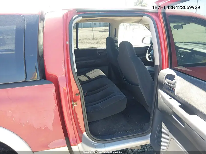 2002 Dodge Dakota Slt VIN: 1B7HL48N42S669929 Lot: 45615071