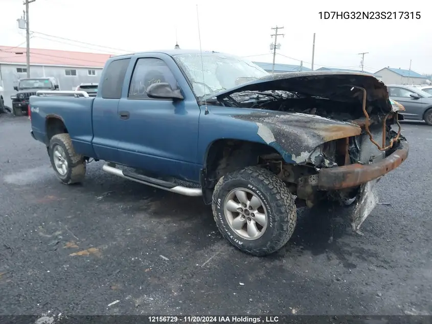 2003 Dodge Dakota Sport VIN: 1D7HG32N23S217315 Lot: 12156729X