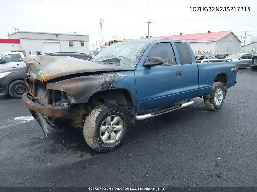 2003 Dodge Dakota Sport VIN: 1D7HG32N23S217315 Lot: 12156729X