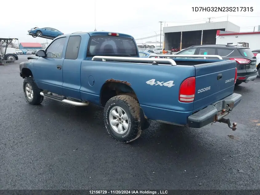 2003 Dodge Dakota Sport VIN: 1D7HG32N23S217315 Lot: 12156729X