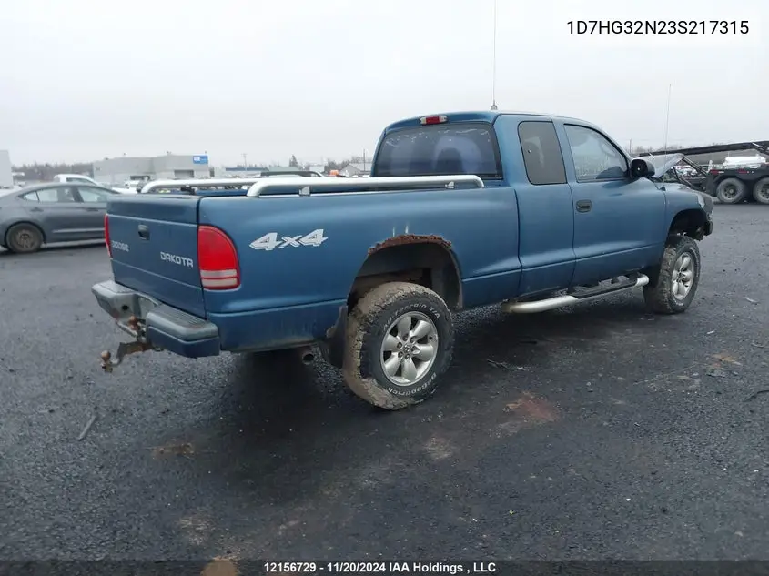 2003 Dodge Dakota Sport VIN: 1D7HG32N23S217315 Lot: 12156729X