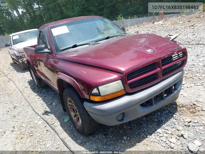 2003 Dodge Dakota VIN: 1D7FL16X83S198482 Lot: 45246078