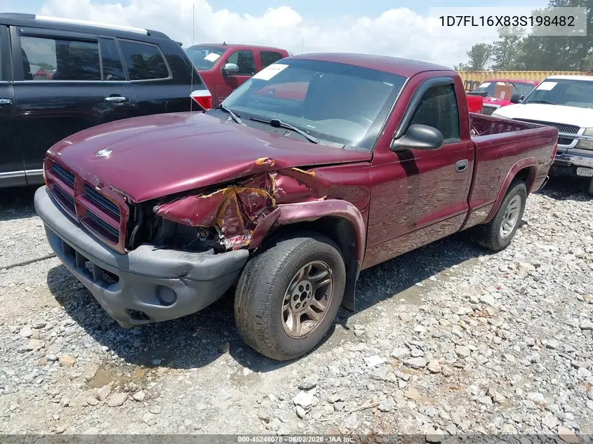 2003 Dodge Dakota VIN: 1D7FL16X83S198482 Lot: 45246078