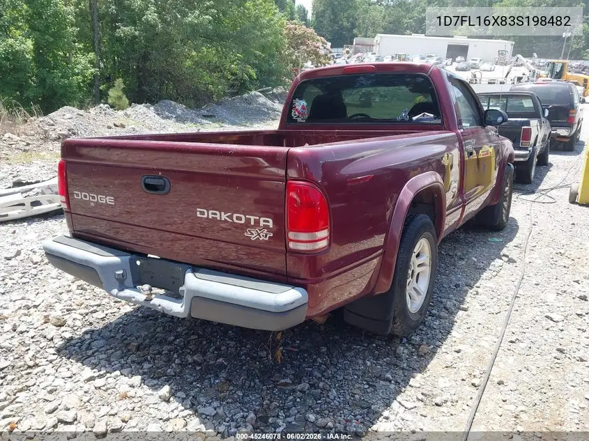 2003 Dodge Dakota VIN: 1D7FL16X83S198482 Lot: 45246078