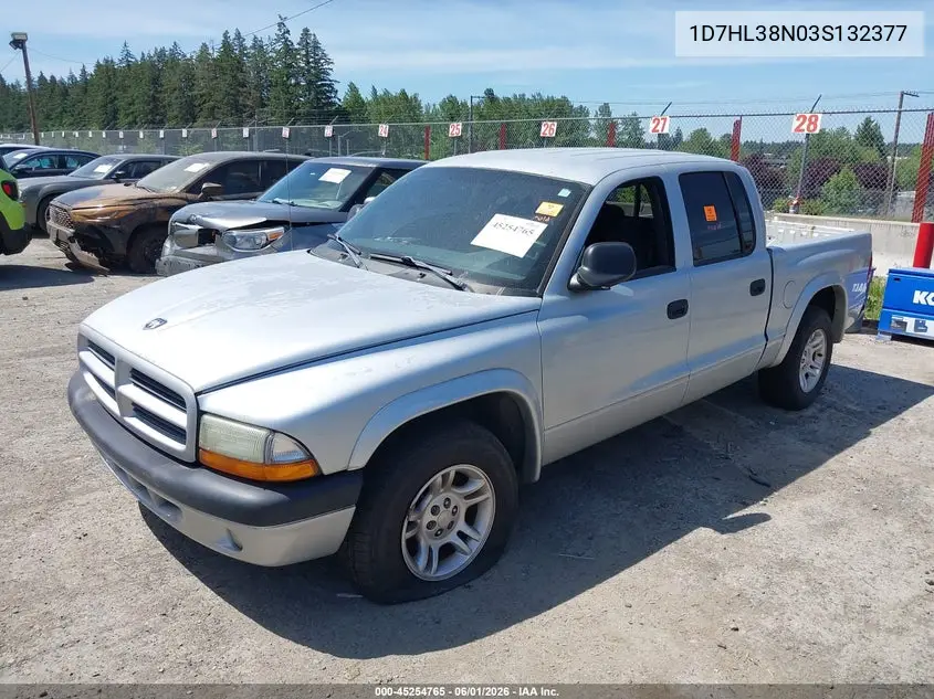 2003 Dodge Dakota Sport/Sxt VIN: 1D7HL38N03S132377 Lot: 45254765