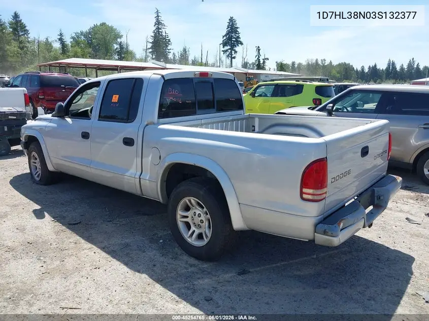 2003 Dodge Dakota Sport/Sxt VIN: 1D7HL38N03S132377 Lot: 45254765