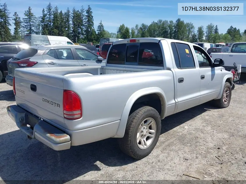 2003 Dodge Dakota Sport/Sxt VIN: 1D7HL38N03S132377 Lot: 45254765
