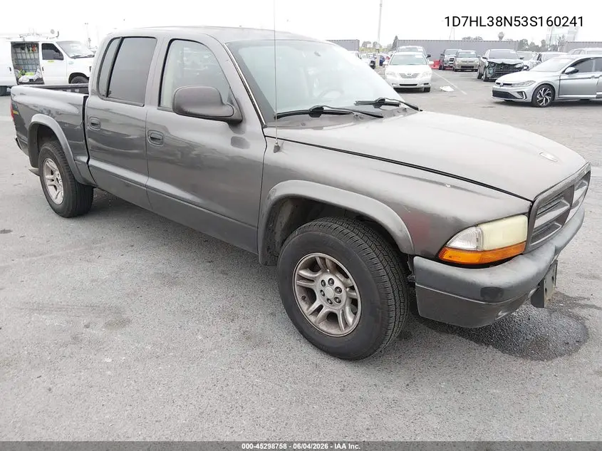 2003 Dodge Dakota Sport/Sxt VIN: 1D7HL38N53S160241 Lot: 45298758
