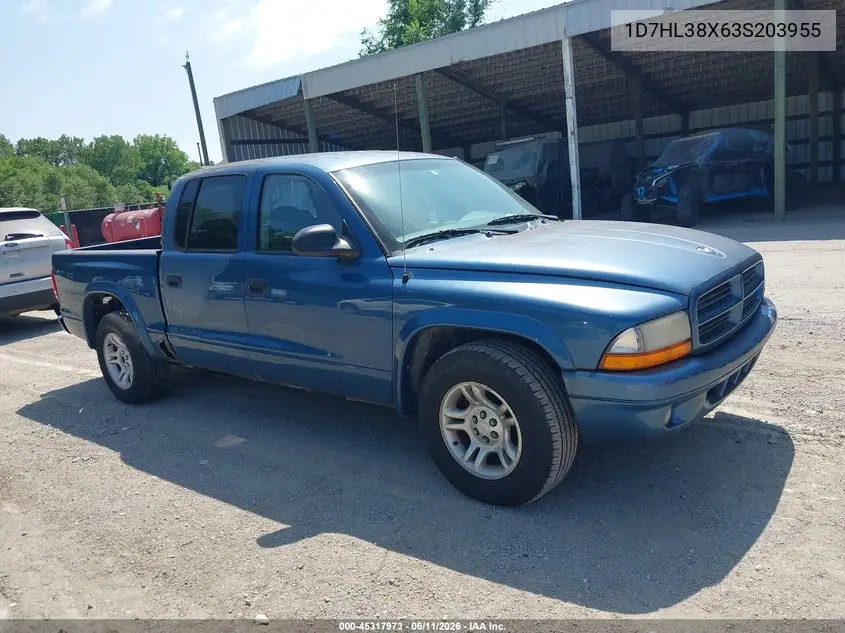 2003 Dodge Dakota Sport/Sxt VIN: 1D7HL38X63S203955 Lot: 45317973