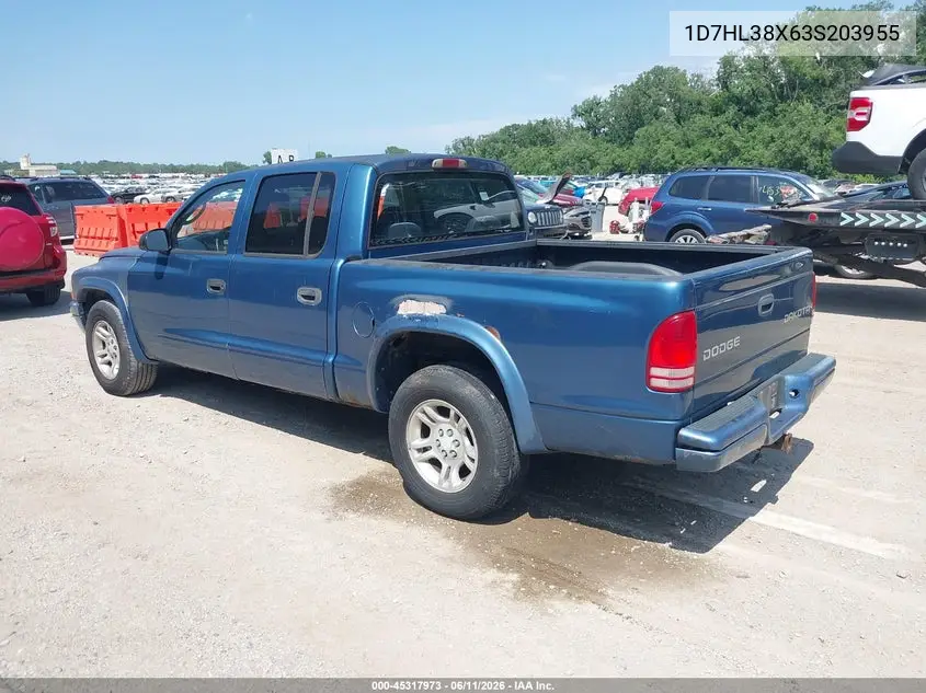 2003 Dodge Dakota Sport/Sxt VIN: 1D7HL38X63S203955 Lot: 45317973