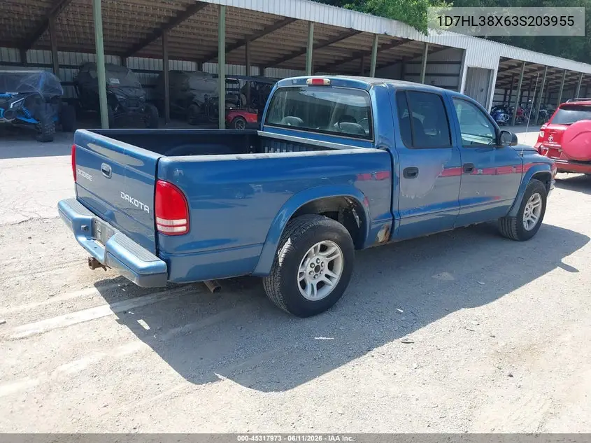 2003 Dodge Dakota Sport/Sxt VIN: 1D7HL38X63S203955 Lot: 45317973